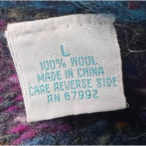 VTG 90s Segrets Sun Prints Women's Wool Bird Speckled Chunky Knit Sweater Sz L - Picture 10 of 10